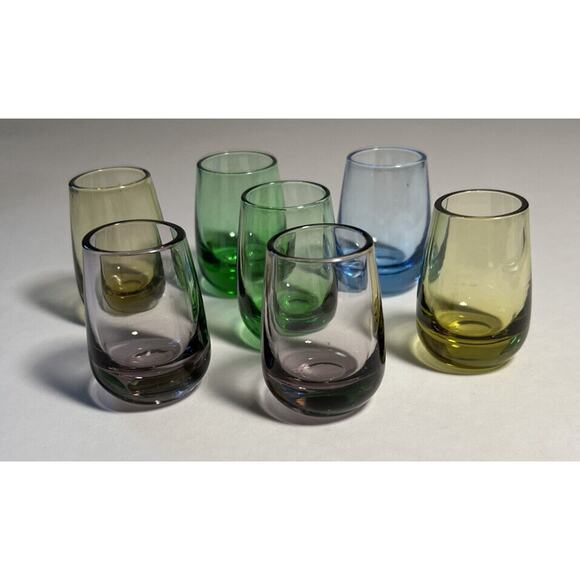 Shot Glasses - 7 Multicolored Single Shot No Cracks or Chips - Picture 1 of 6